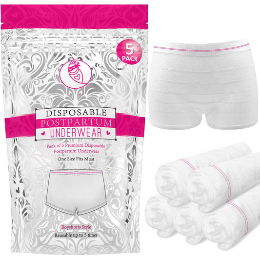 <img src="disposable_postpartum_underwear_5_pack.jpg" alt="Disposable Postpartum Underwear 5 Pack (without Pad)">